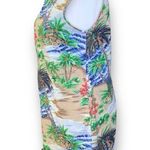 Talbots  Dress Blue Green Tropical Palm Floral Print Hawaiian Print Sleeveless 2P Photo 4