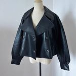 Free People  Alexis cropped vegan leather jacket black Photo 1
