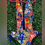 SheIn BN!!! Royal Blue Orange Yellow Multi Print Swimsuit Size XL, but more like a LRG Photo 0