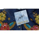 Vtg Jeetish Pretty Bleu Blue Acid Washed Denim Beaded Sequin Embellished Shirt S Photo 2