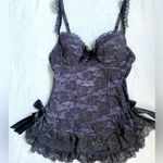 Women’s Lace Lingerie Padded Bra & Slip Dress Size Medium A11 Purple Photo 0