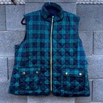 st. john's bay Puffer Green Checkered Winter Jacket Vest Women's Large Photo 0