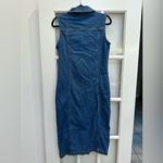 Bebe  Blue Sleeveless Front Button Rhinestone Denim Midi Dress Size Medium M Photo 7