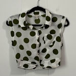Forever 21 ‎ Green Polka Dot Cropped Button Down Shirt Size Small Photo 0