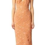 Bardot Womens Orange Slitted Zippered Corset Lace Sleeveless Halter Dress Photo 0