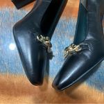 Tory Burch Jessa Pumps Black leather Heels Gold Horse bit Detail square heel Photo 15