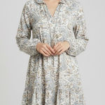 Grace Karma Tiered Dress Womens XL Paisley Long Sleeve Ruffle Collar Bohemian Blue Size 1X Photo 0