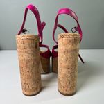 Schutz Pink Leather Glayce Ankle Strap Buckle Platform Cork Sandal Heels 6.5 Photo 6