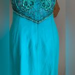 Vintage Alyce Designs Turquoise Beaded Evening Formal Gown, Size 14 Green Photo 5