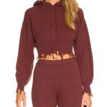 Lovers + Friends Dion Distressed Knit Hoodie In Umber Brown Size M Photo 0