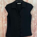 Kate Hill  Black Sleeveless Silk Button Front Blouse Photo 0