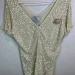 Papell Boutique Vintage Papell Boutique Women’s Sequin Beaded Split Flutter Sleeve Silk Blouse Photo 0