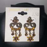 90s Vintage Victorian Antique Gold & Orange Citrine Fashion Dangle Earrings NWT Photo 0