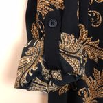 Catherines Petite Women’s Leaf Print Black Gold Split Neck Hi Photo 5