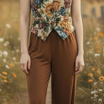 Floral tapestry vest top in multi Photo 0