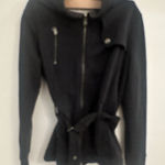 Esprit  Size LWomen's Wool Blend Belted Coat Jacket Gunflap‎ Zip Snap Black Photo 0
