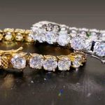 5mm round cubic zirconia 14k gold plated setting bracelet 7” Photo 4