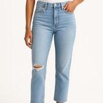 Warp + Weft Jeans Women 4 27 Blue Venture Distressed Crop High Waisted Ripped Photo 0