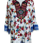 Colorfulkoala Caleoas Floral Embroidered Boho Tunic Top L Colorful Peasant Blouse Photo 0