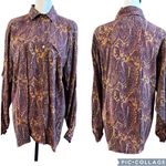 Vintage Escada Silk Blouse Margaretha Ley Top Paisley Print Size 38 Button Front Purple Photo 1