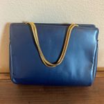Andrew Geller Vintage  Blue Metallic satchel clutch with gold clasp EUC 70’s Photo 2