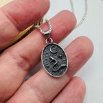 925 Sterling Silver Snake Moon Pendant Necklace Photo 0