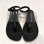 DKNY  Ava‎ Leather Ankle Strap Thong Sandals Women's Size 6 Black NWT Vinyl Photo 3