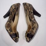 Michael MICHAEL KORS Snakeskin Leather Pumps High Heel Shoes Brown Black 10M Size 10 Photo 7