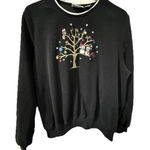 Alfred Dunner Vtg  Fleece Embroidered Owl Crew Neck Sz L Christmas Tree Xmas Photo 0