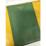 Fossil  Sydney Top Zip Leather Pouch Slim 7"x5" Wallet Coin‎ Purse Yellow Green Photo 2