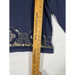 Alfred Dunner Women's 3/4 Sleeve Embellished Square Neck Top Navy Blue Sz L Photo 10