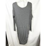 Athleta  Large Solstice Dress Gray Cowl Neck Long Sleeve Ruched Wool Blend 1186 Photo 1