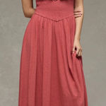 American Eagle  Sunchaser Knit Drop Waist Midi Dress Small Pink Red Photo 0