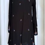Japna  Black Long Sleeve Embroidered Boho Mini Dress with Open Back Women’s Size M NWT Photo 0