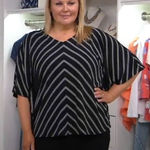 Susan Graver  Striped Liquid Knit V Neck Scarf Top Flowing Silhouette Blouse 2X Photo 0