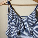Max Studio Blue & White Striped Maxi Dress With Front Ruffle ( L ) Photo 3