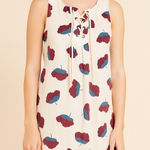 BODEN White Printed Dream Linen Anna Tunic Dress Lace Up 100% Linen Blue Size 6 Photo 0