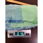 Blue & Green Lightweight Plaid Gauze Scarf Frayed Edges Coastal Boho Layer Photo 1