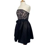 Shoshanna Lace Satin Fit & Flare Mini Dress Strapless Black Ivory Womens 10 Photo 4