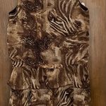 Voir Voir animal print leopard ruffle sleeveless boho fall mini dress, size 14 Brown Photo 10