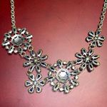 Bib Blue Floral Flowers Statement Necklace Art Deco Design Lobster Adjustable Photo 3