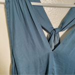 Loft Sleeveless Blouse Blue Green Knot Keyhole Twist High Neck Photo 9