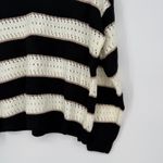 Striped Open Knit Sweater V Neck Black Cream Lightweight Size L Size L Photo 3