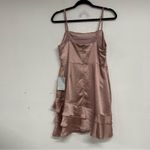 Lulus Blush Pink Satin Sleeveless Tiered Formal Mini Dress Prom Womens L Ruffled Photo 4