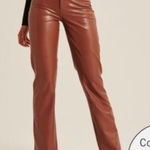 Abercrombie & Fitch NWT Abercrombie & Finch Vegan Leather 90s Straight Pants in Cognac Brown 8L 2120 Photo 0