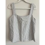 J.Crew NWT Striped Linen Blend Square Neck Tank Top Black White Size Medium Photo 2