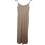 Revelry Skye Velvet Bridesmaid Dress Women’s Size 4 Champagne Slit Formal Gown Tan Photo 8