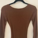 Almost Famous Brown Cutout Tie V Neck Dress Cinched Women's Sz Small Photo 4