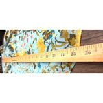 Cato Women's Blouse M Aqua Blue Floral Ruffle Tie Neck Top Ruffle Peasant Sleeve Photo 6