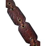 VTG Belt Braided Linked Leather Hippy Boho Hand Tooled Flowers Brass Buckle 37” Brown Photo 4